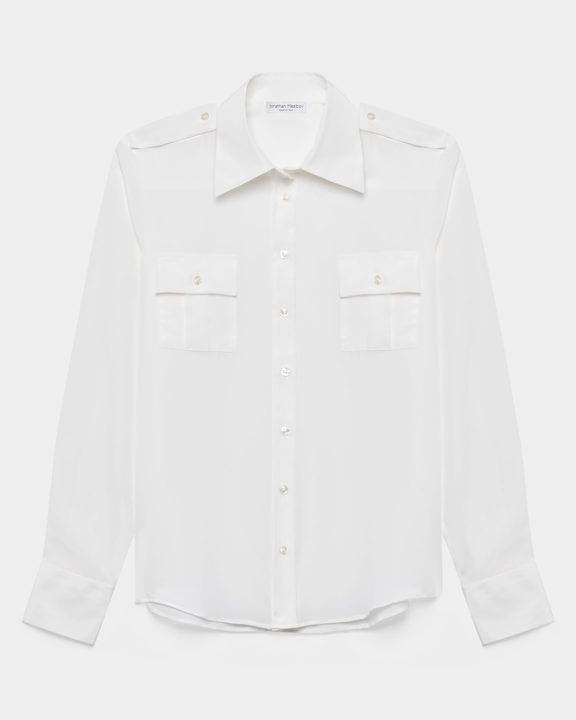 Silk Crepe de Chine Military Shirt