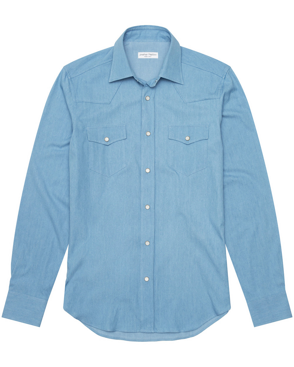 Slim-Fit Bleached Denim Western Shirt