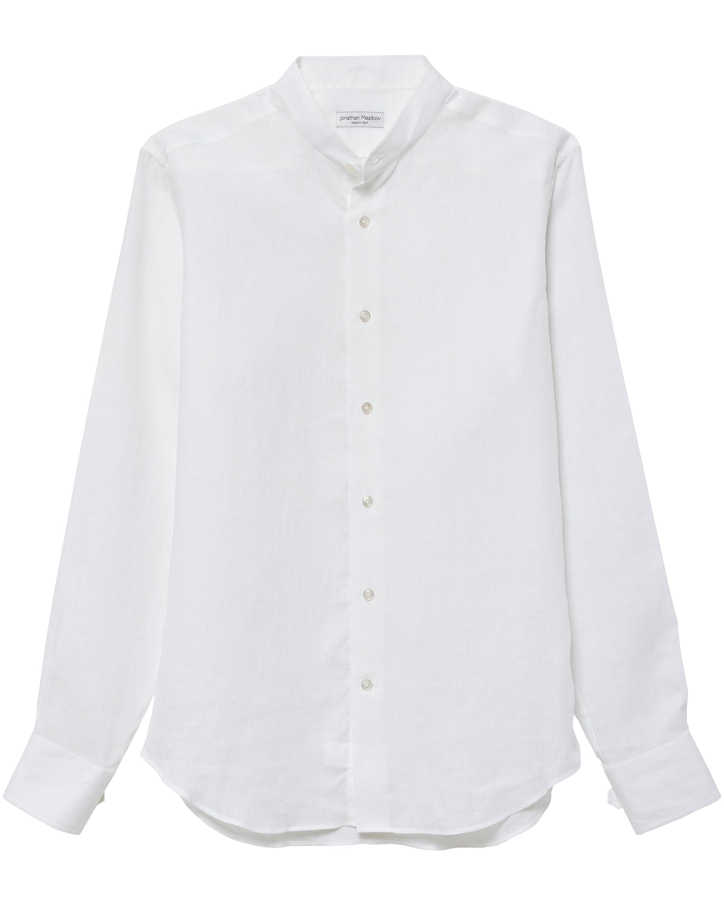 Jonathan Mezibov Band Collar Linen Shirt.