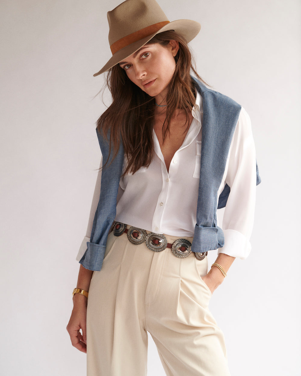 Silk Crepe de Chine Military Shirt