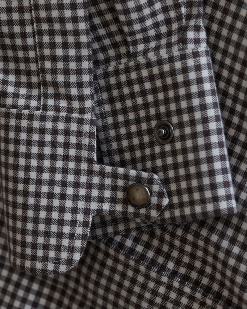 Checked Flannel Western Shirt tab cuff.