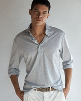Male model wearing the Pearson Jersey Polo Shirt.