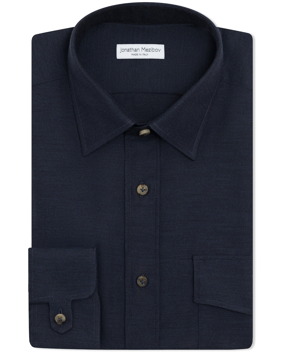 tailored slim cotton-cashmere dress shirt Banana Republic Men's Slim-Fit Cotton-Cashmere Dress Shirt Navy Blue Size M