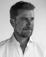 Image of model, Bertil Espegren, wearing the Jonathan Mezibov Pearson Poplin French Cuff Shirt.