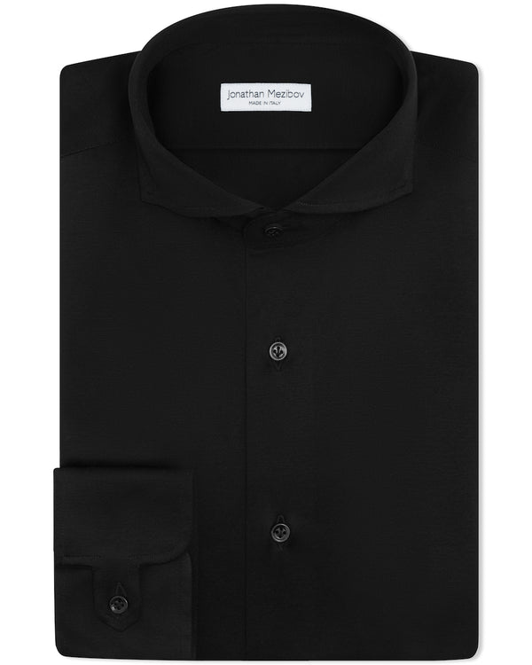 Jonathan Mezibov Italian-crafted black Pearson Jersey Shirt.