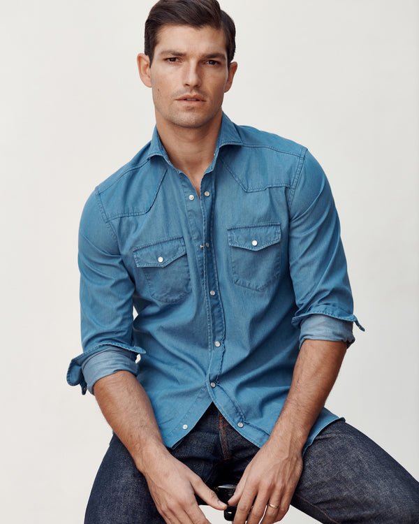 Our Italian-crafted Stone Washed Western Shirt.