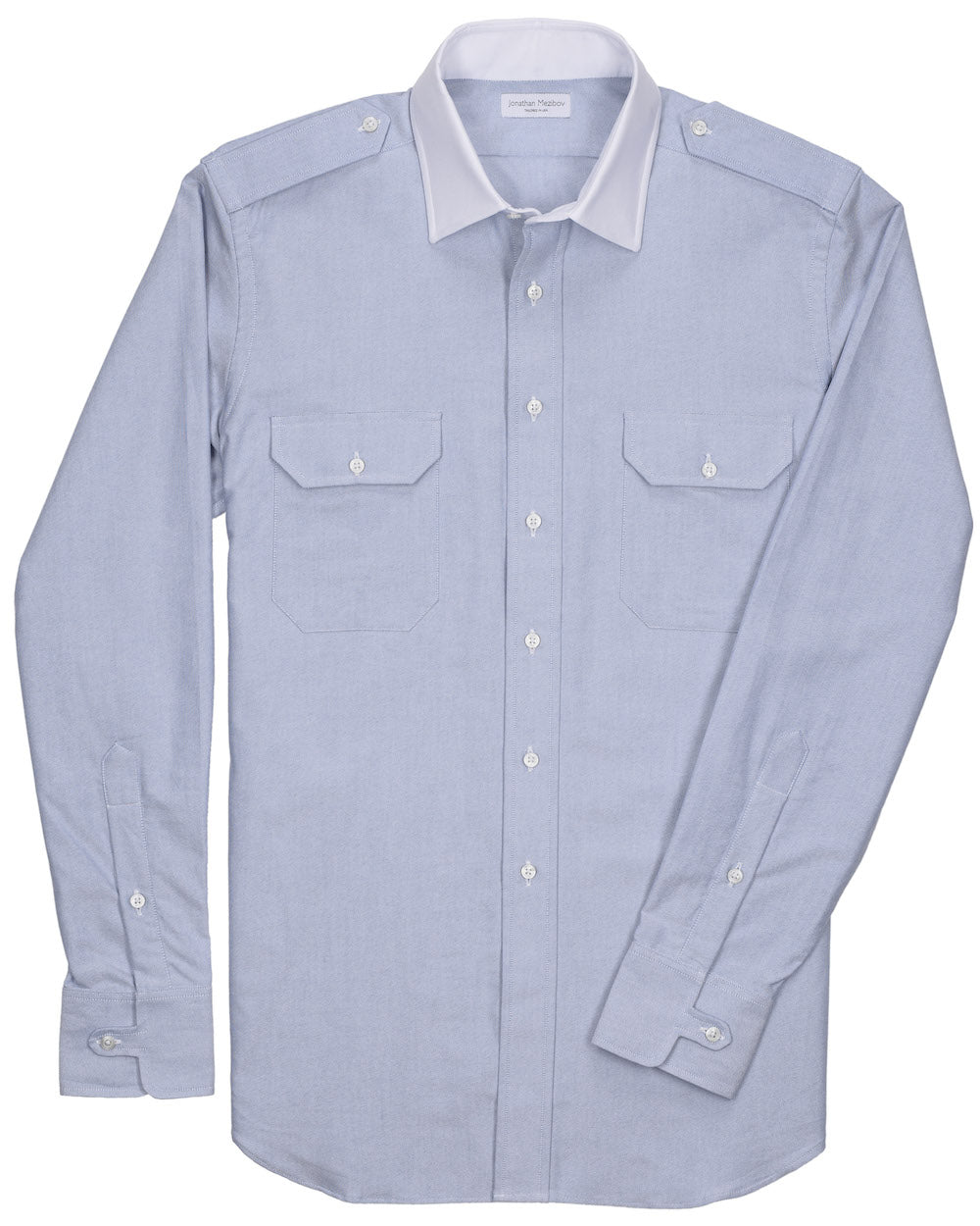 Jonathan Mezibov Tailored-Fit Oxford Military Sport Shirt.